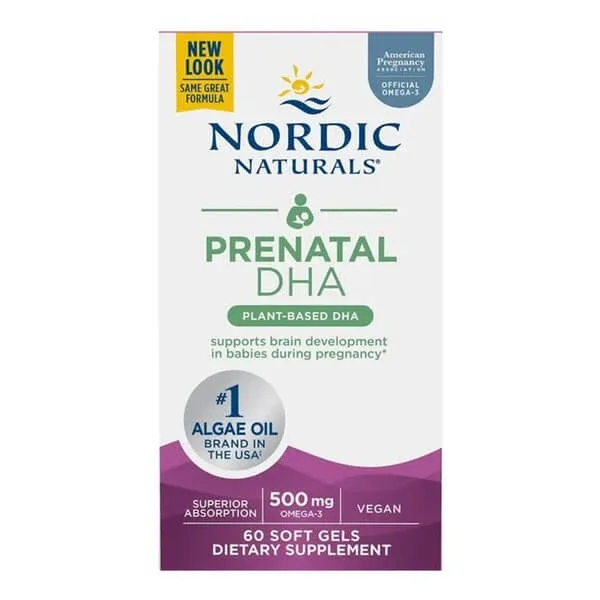 Nordic Naturals Prenatal DHA Vegan 500 mg, capsule, 60 buc. — preț și oferte