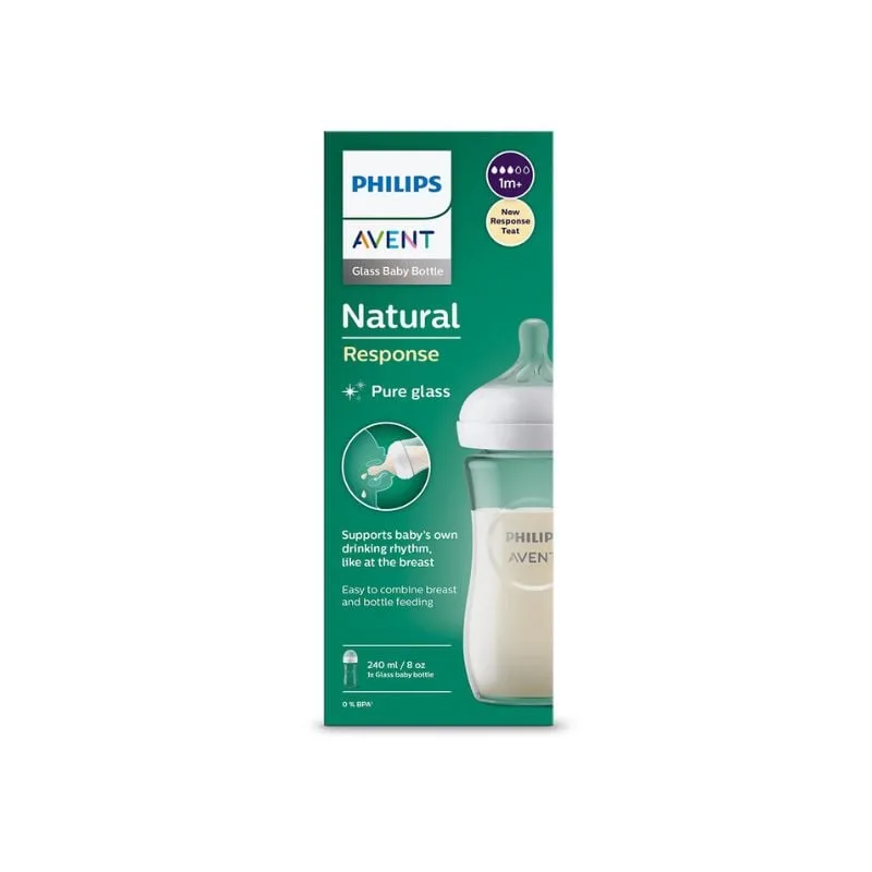 Biberon din sticla Natural Response, 1 luna +, 240 ml, Philips Avent — preț și oferte
