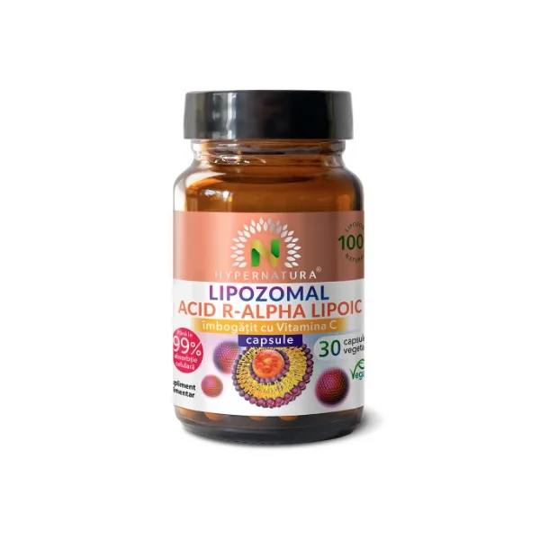 Hypernatura Lipozomal Acid R-Alpha-Lipoic – supliment alimentar sub forma de capsule imbogatit cu vitamina C – 30 cps — preț și oferte