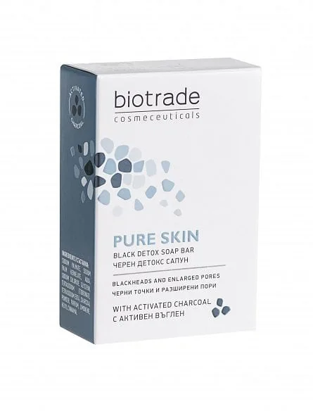 Sapun negru detoxifiant cu carbune activ Pure Skin, 100g, Biotrade — preț și oferte