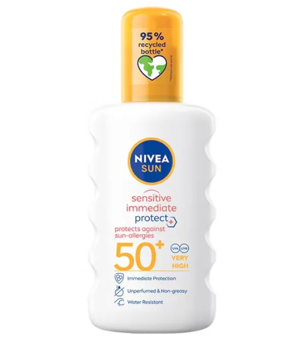 Nivea Sun Sensitive Immediate Protect - spray de protectie imediata impotriva alergiilor solare, SPF 50+ - 200 ml — preț și oferte
