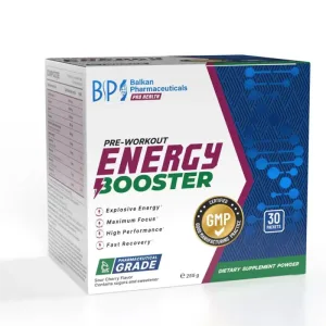 Supliment Pre-workout, Balkan Pharmaceuticals, Energy Booster, 30 plicuri, aromă vișine