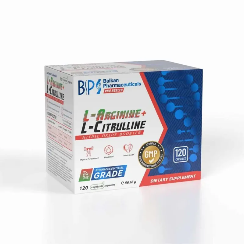 Capsule aminoacizi Balkan Pharmaceuticals, L-Arginina și L-Citrulina, 120 bucăți — preț și oferte