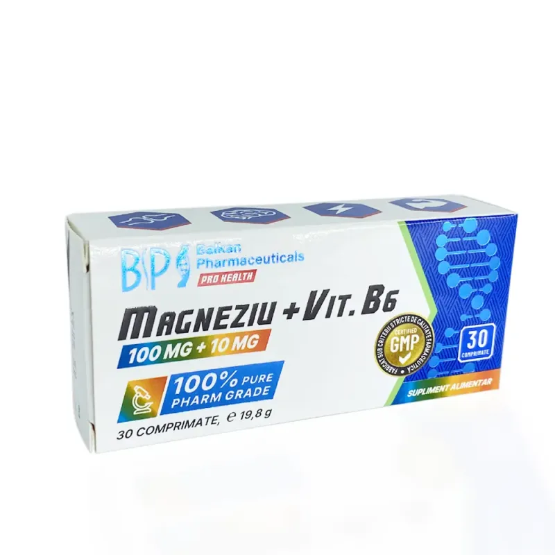 Supliment, Balkan Pharmaceuticals, Magneziu + Vitamina B6, 30 tablete — preț și oferte