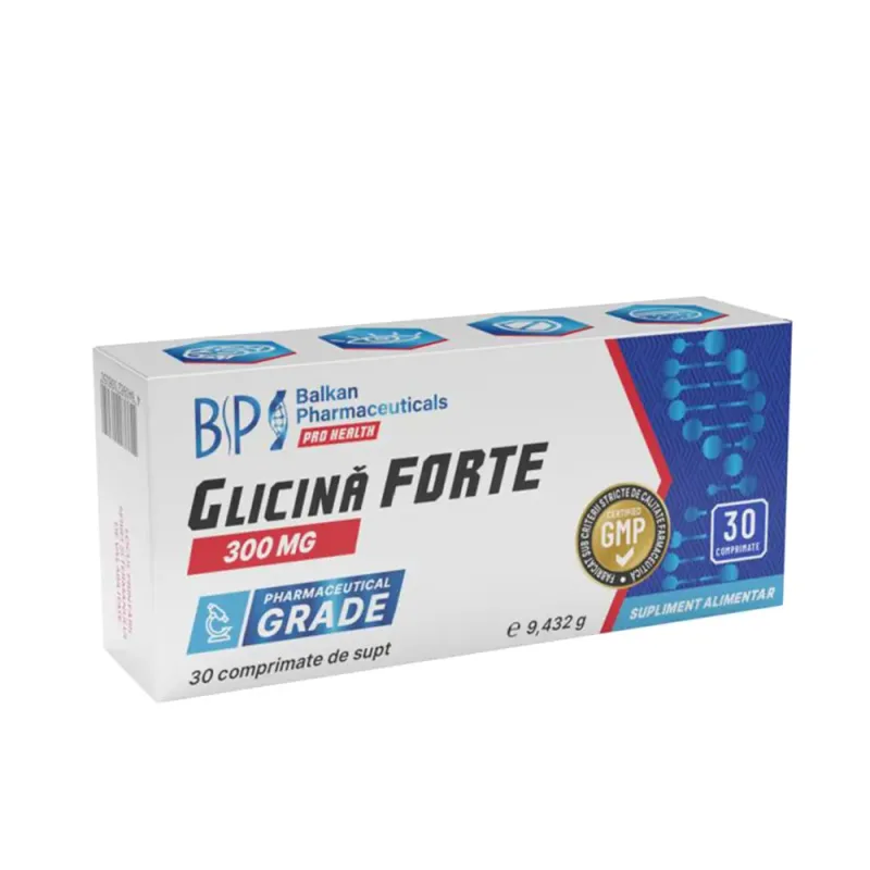 Supliment alimentar, Balkan Pharmaceuticals, Glicină FORTE, 30 tablete — preț și oferte