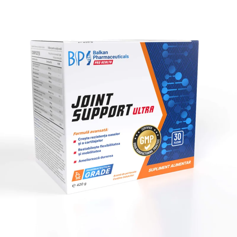 Supliment articular, Balkan Pharmaceuticals, Joint Support Ultra, 30 plicuri, aromă portocală — preț și oferte