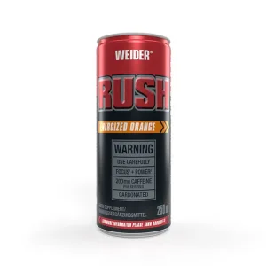 Băutură carbogazoasă pre-workout, Weider Rush RTD, portocale, 250 ml