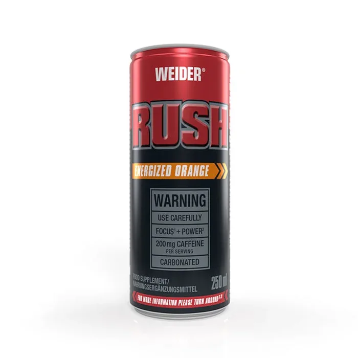Băutură carbogazoasă pre-workout, Weider Rush RTD, portocale, 250 ml — preț și oferte