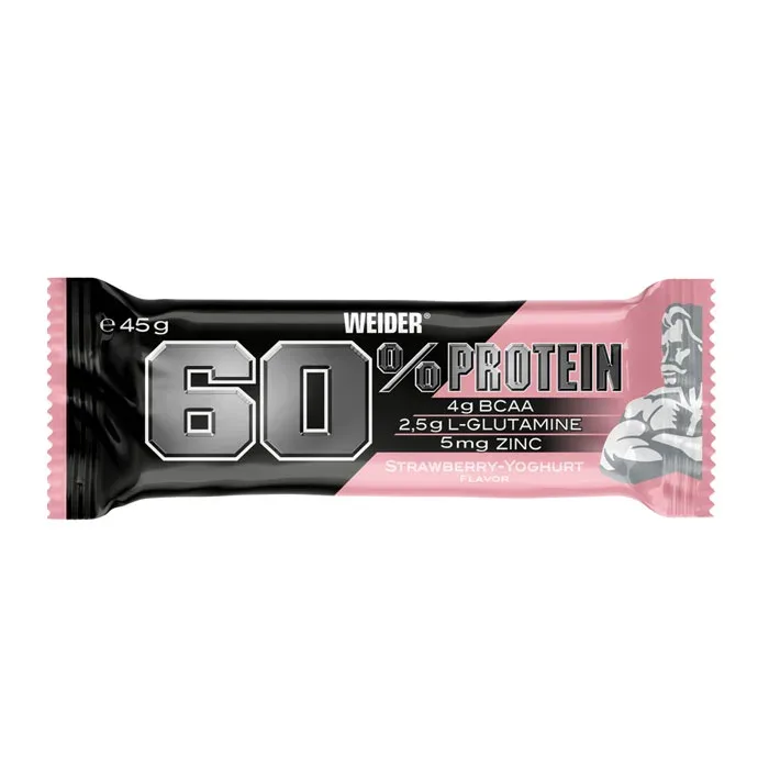 Baton proteic, Weider, 60% Protein Bar, căpșuni-iaurt, 45 g — preț și oferte