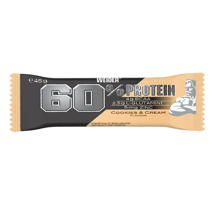 Baton proteic, WEIDER, 60% Protein Bar, aroma cookies, 45 g — preț și oferte
