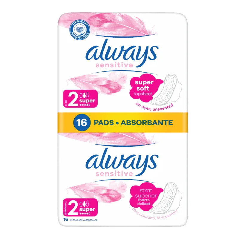 Absorbante Ultra Sensitive Super, 16 bucati, Always — preț și oferte