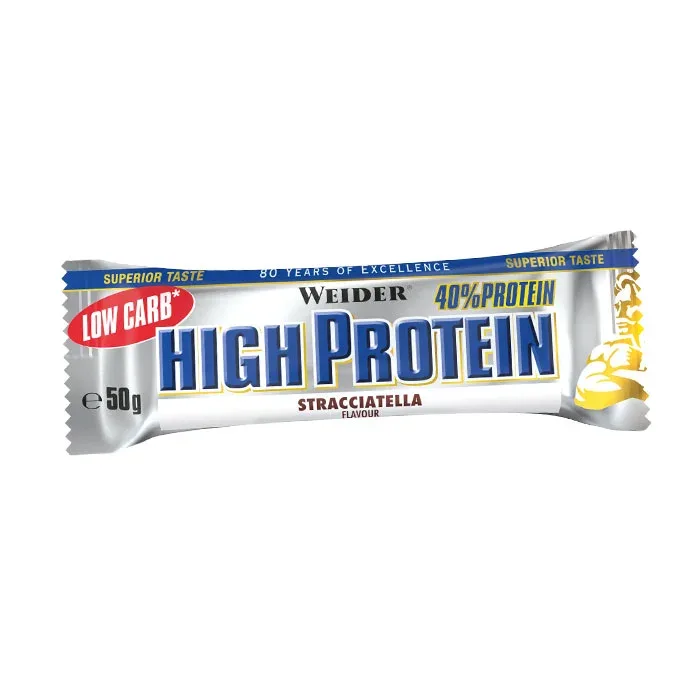 Baton proteic, WEIDER, 40% Low Carb, Stracciatella, 50g — preț și oferte