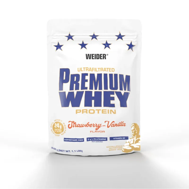 Proteine din zer, Weider, Premium Whey, căpșuni-vanilie, 500 g — preț și oferte