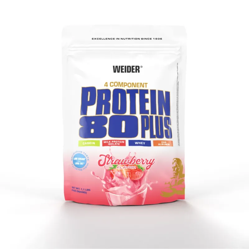 Pulbere proteică, Weider, Protein 80+, căpșuni, 500g — preț și oferte