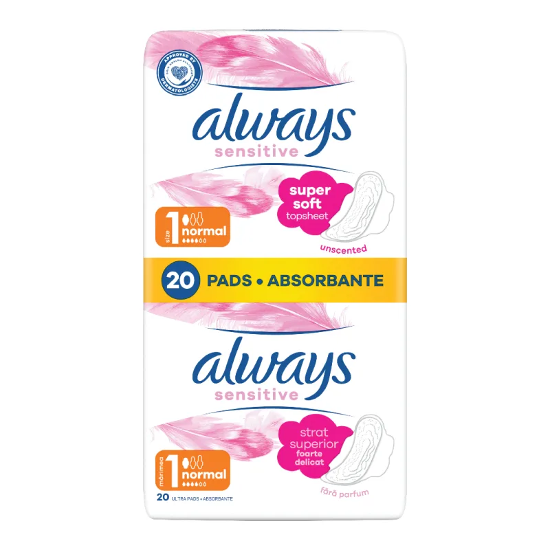 Absorbante Ultra Sensitive Normal Duo, 20 bucati, Always — preț și oferte
