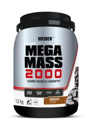 Pudră proteică, WEIDER, Super Mega Mass 2000, cremă de vanilie, 1,5 kg