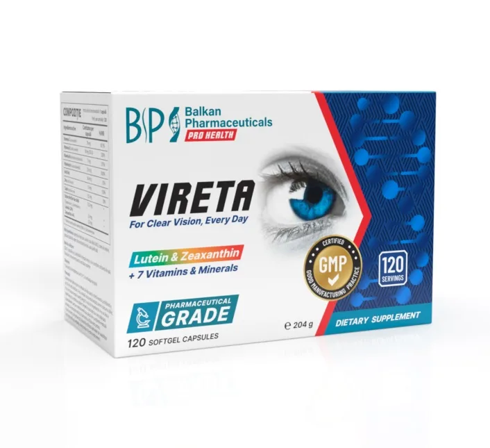 Balkan Pharmaceuticals Vireta BP – capsule cu minerale si vitamin pentru ochi - 120 cps — preț și oferte