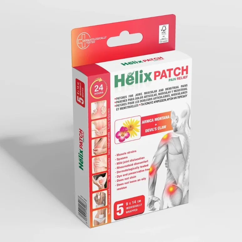 Helix Patch - plasturi pentru dureri articulare cu arnica si gheara diavolului – 5 plasturi — preț și oferte