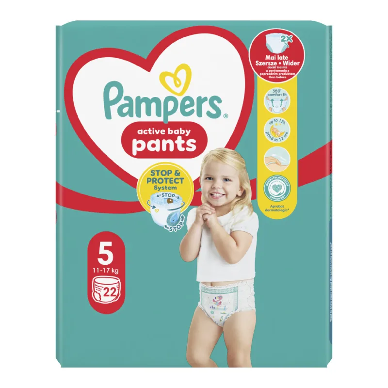 Scutece chilotel Active Baby Pants Nr.5, 11-17 kg, 22 bucati, Pampers — preț și oferte