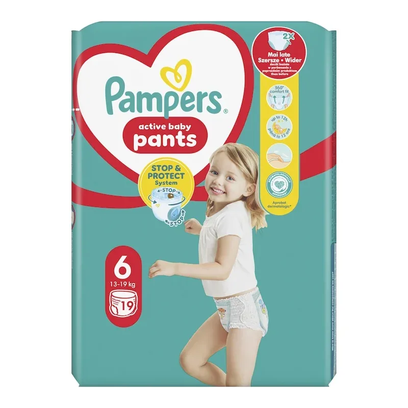 Scutece chilotel Active Baby Pants Nr.6, 13-19 kg, 19 bucati, Pampers — preț și oferte