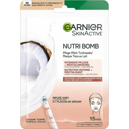 Masca de față, Garnier, SkinActive Nutri Bomb, lapte de cocos, 28g — preț și oferte
