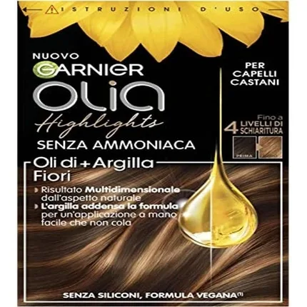 Vopsea de păr, Garnier, Olia Highlights, deschidere 4 tonuri, maro — preț și oferte