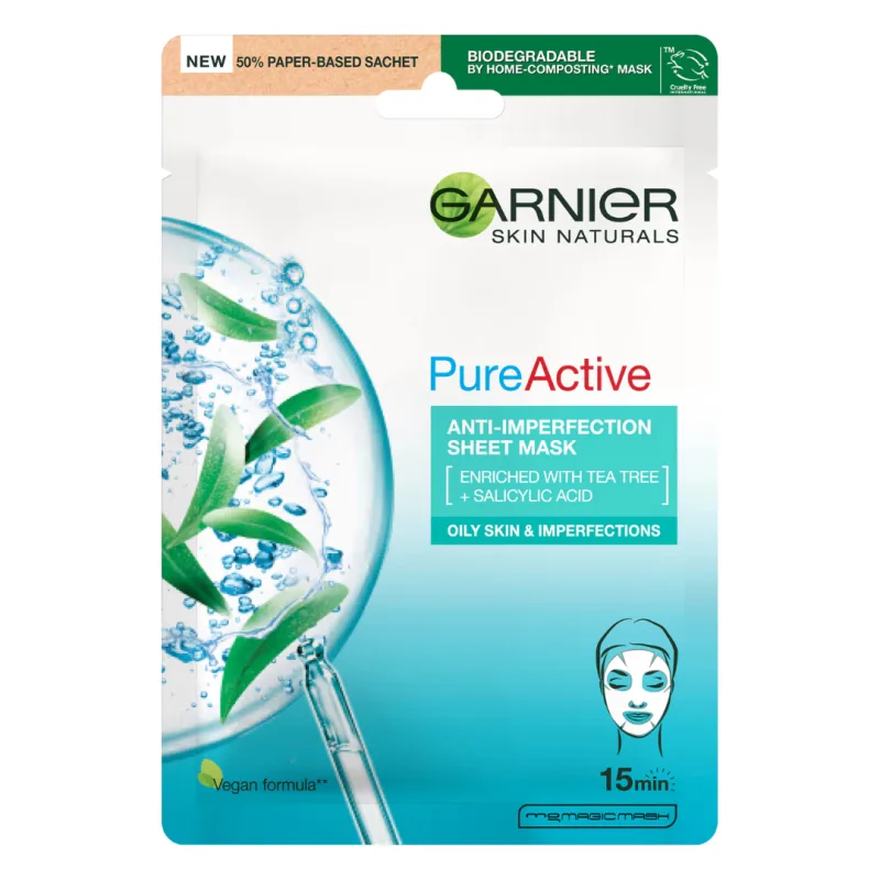 Masca servetel anti-imperfectiuni Pure Active Skin Naturals, 23 g, Garnier — preț și oferte