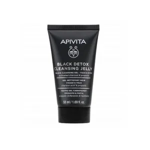 Gel curățare față și ochi, Apivita, Black Detox, 50ml