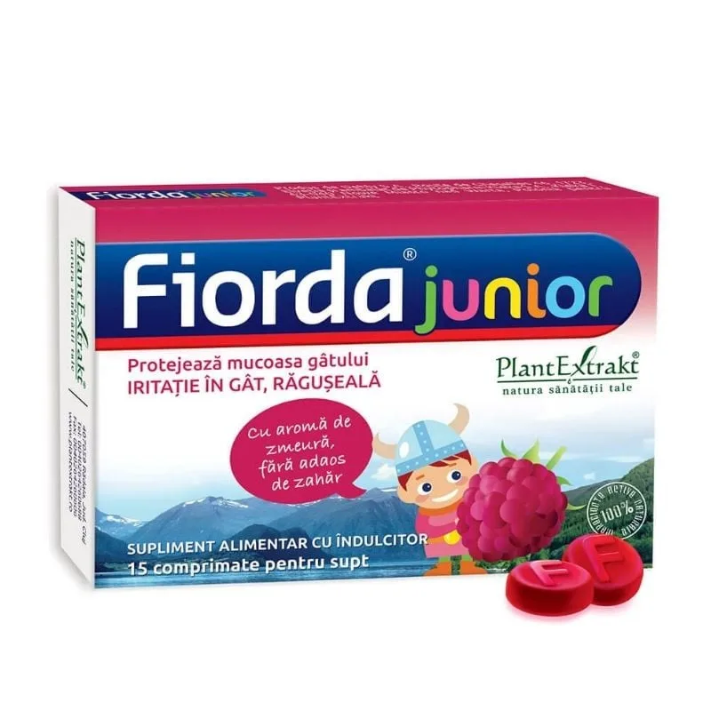 Fiorda Junior cu aroma de zmeura, 15 comprimate, Plant Extrakt — preț și oferte