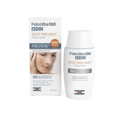 Crema solară ISDIN, FotoUlta100 Spot Prevent SPF50+, fluid, 50ml — preț și oferte