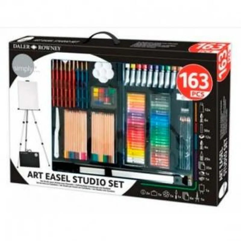Set pictură, Daler Rowney, șevalet studio, 163 piese, multicolor Unknown — preț și oferte