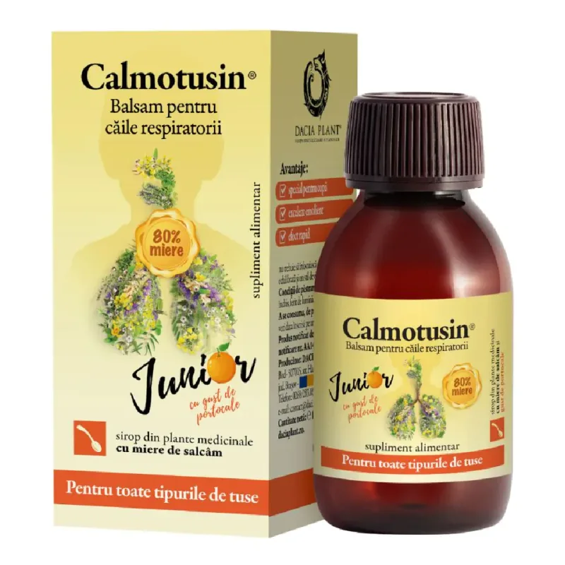 Calmotusin Junior sirop cu gust de portocale, 100 ml, Dacia Plant — preț și oferte