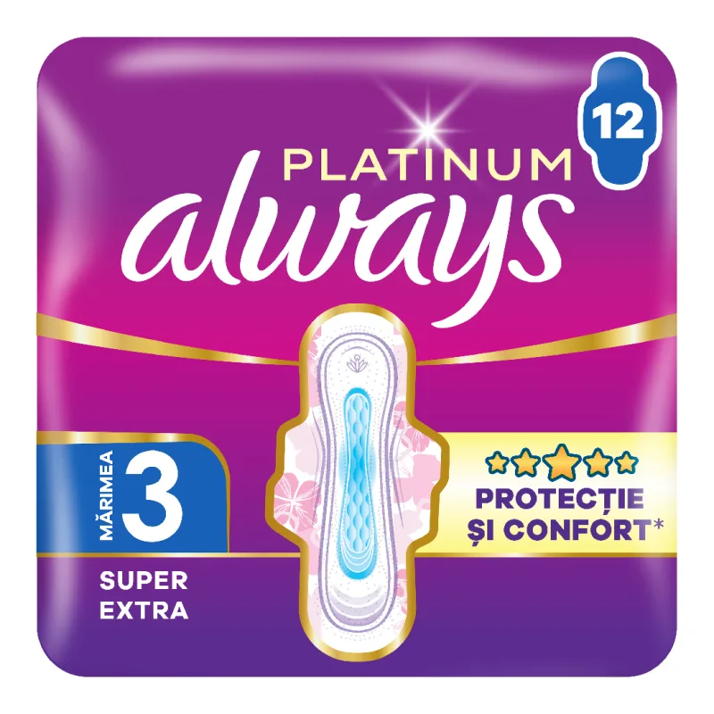 Absorbante Platinum Super Extra, marimea 3, 12 bucati, Always — preț și oferte