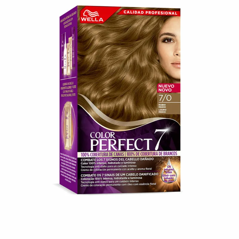 Vopsea permanentă, Wella, Color Perfect, păr gri, blond mediu, 60 ml — preț și oferte
