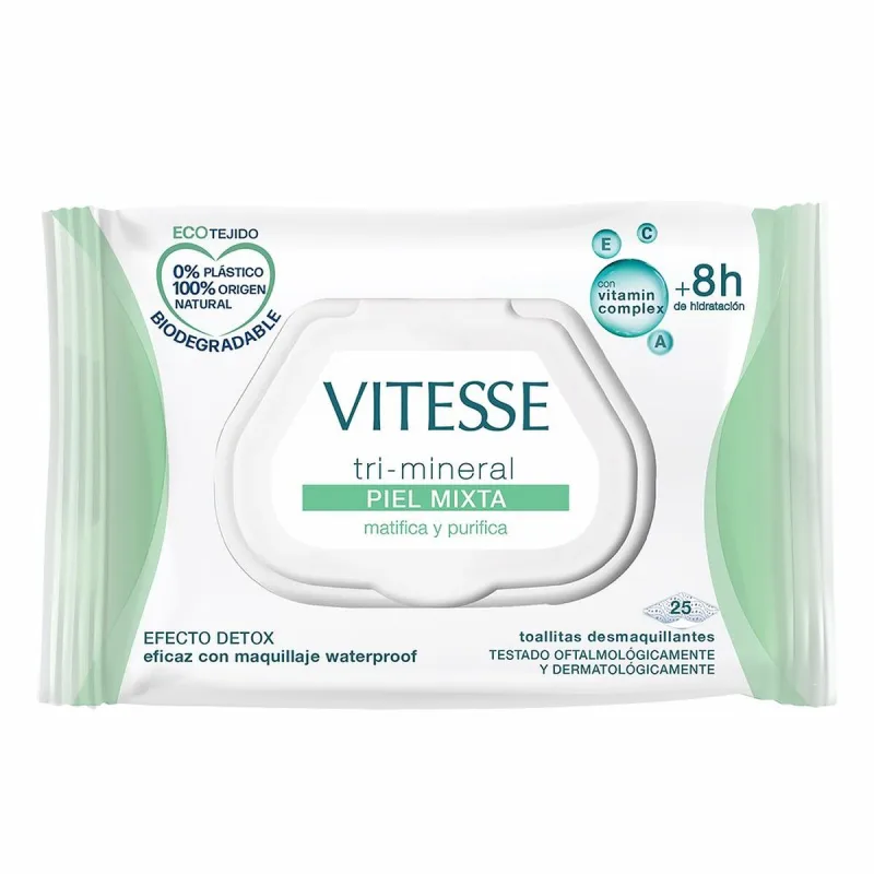 Șervețele demachiante, Vitesse, Tri-Mineral, piele mixtă, 25 bucăți — preț și oferte