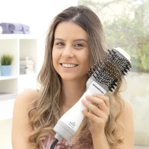 Uscător ionic și perie volumizantă, Innovagoods, Volumio, alb gri, 1000 W