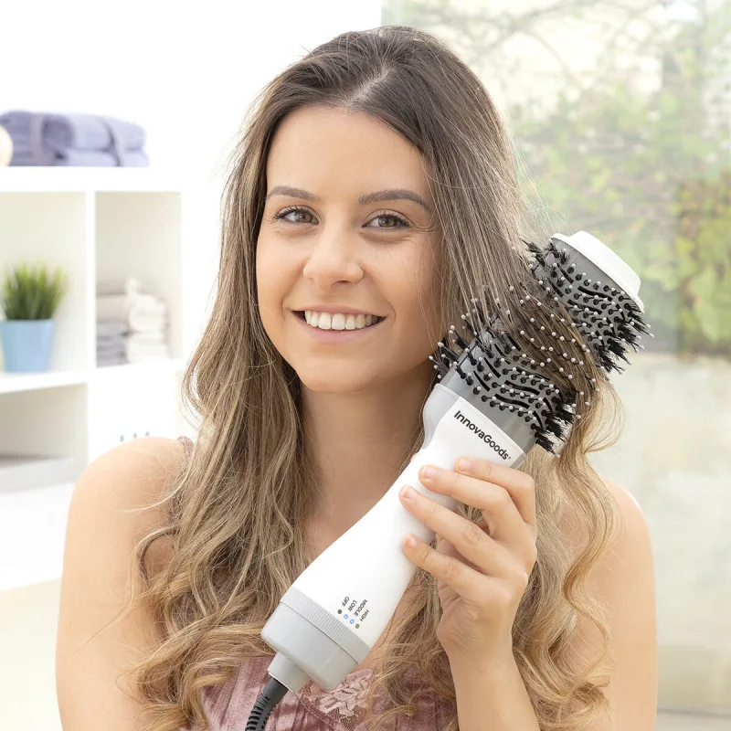 Uscător ionic și perie volumizantă, Innovagoods, Volumio, alb gri, 1000 W — preț și oferte