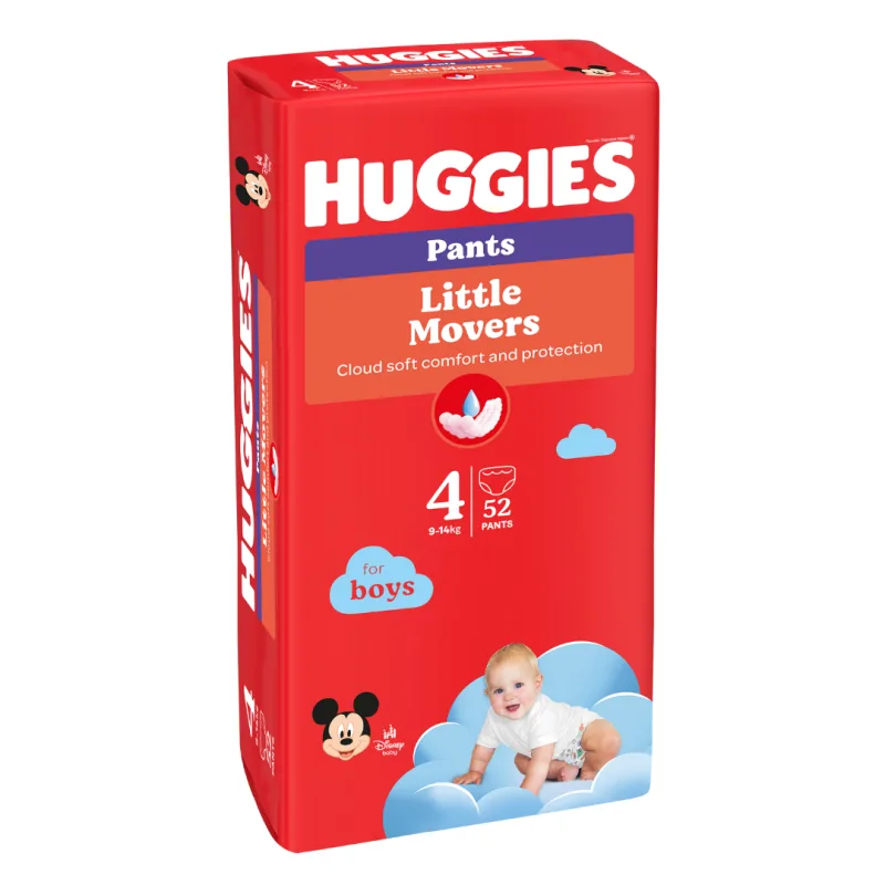 Scutece chilotel, Baieti, Marimea 4, 9-14 kg, 52 bucati, Huggies — preț și oferte