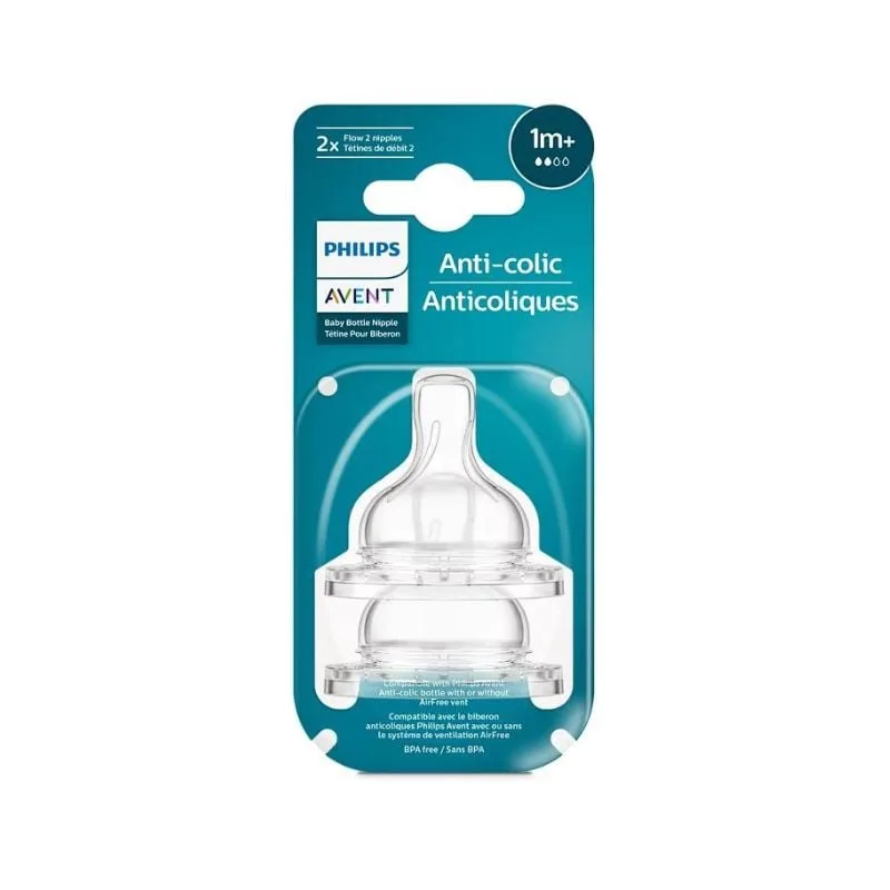 Tetina anti-colici debit 2, 1luna+, SCY762/02, 2 bucati, Avent PHILIPS AVENT — preț și oferte