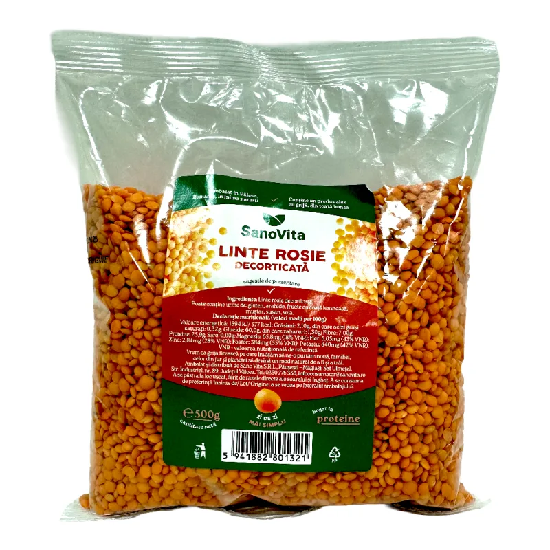Linte Rosie decorticata, 500 g, Sanovita — preț și oferte