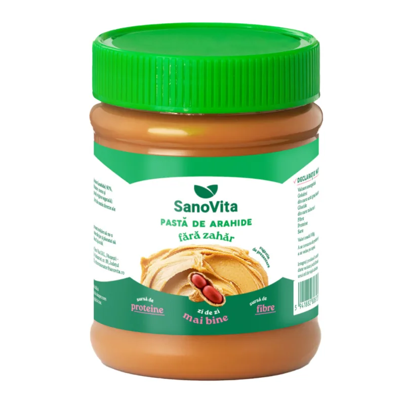Pasta de arahide, fara zahar, 375 gr, Sanovita — preț și oferte