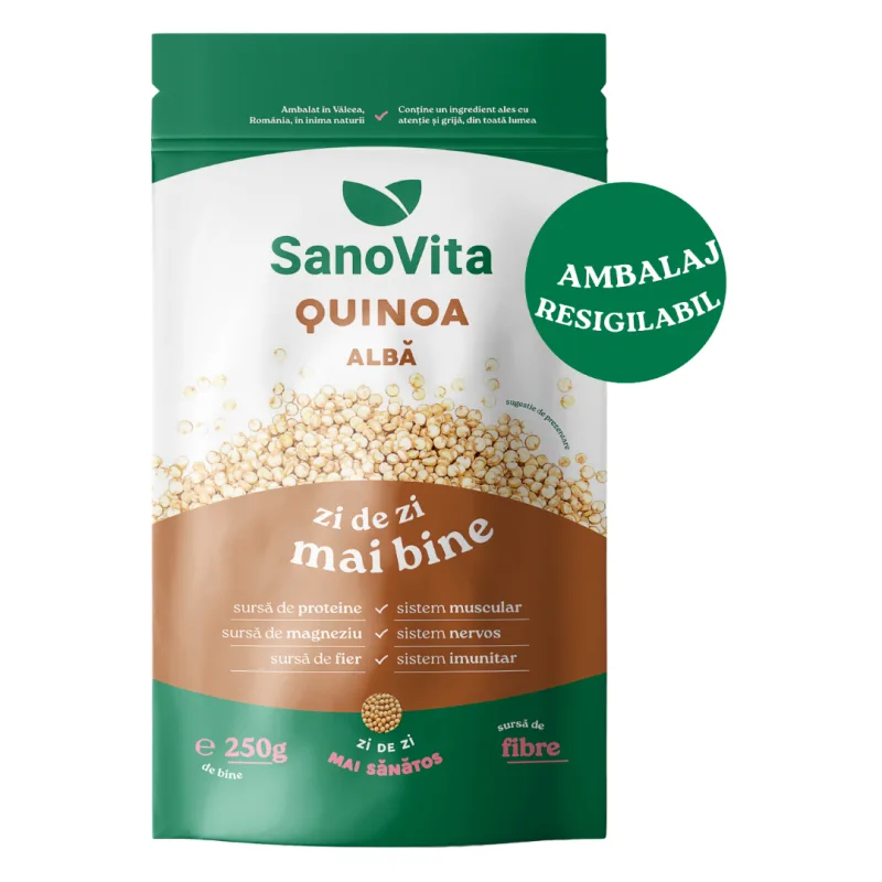 Quinoa alba, punga cu zipper, 250g, Sanovita — preț și oferte