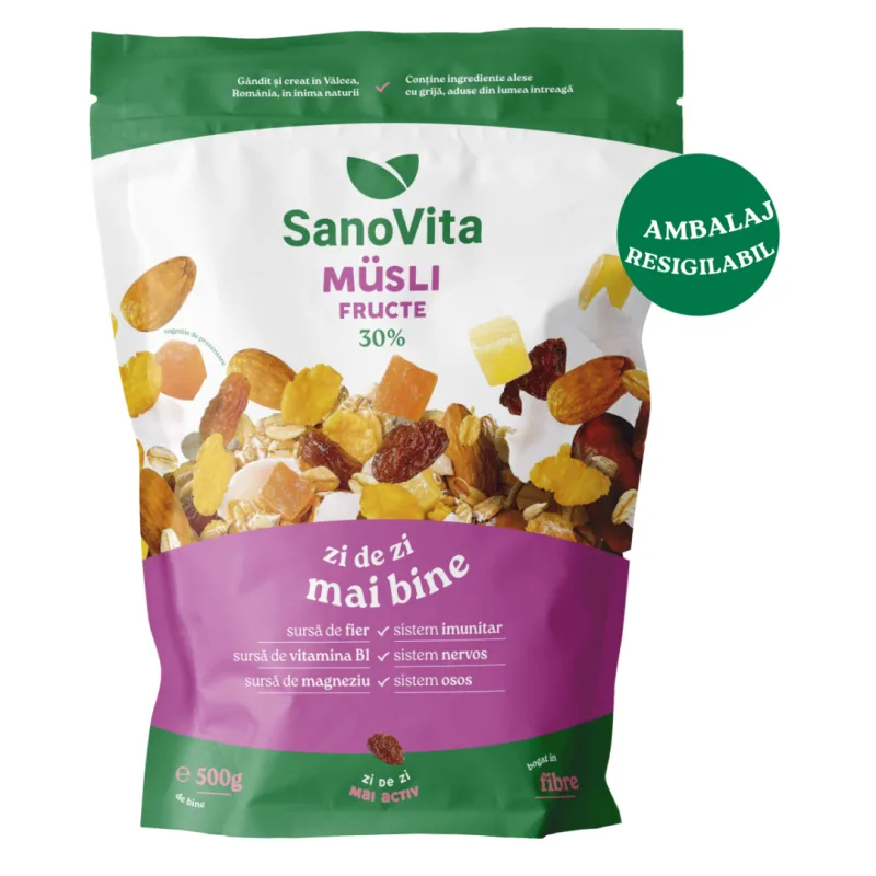 Musli Fructe punga cu zipper, 500g, Sanovita — preț și oferte