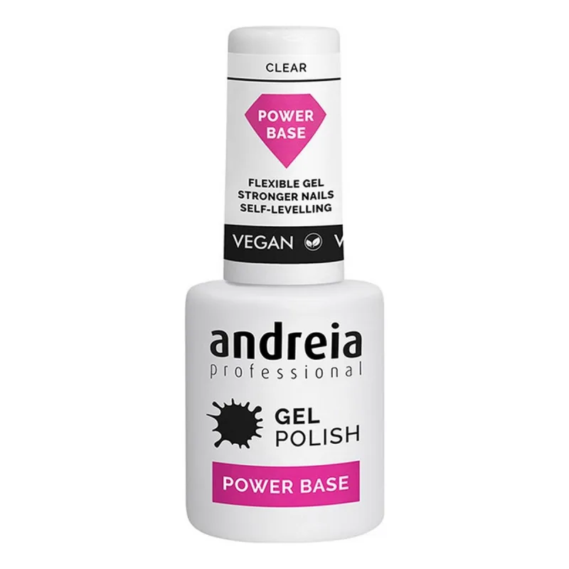 Lac de unghii semi-permanent, Andreia, Gel Polish Power Base, transparent, 10,5 ml — preț și oferte