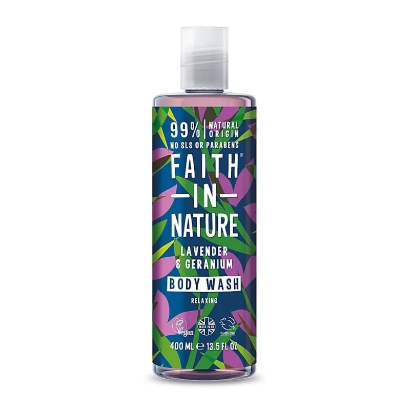 Faith in Nature Gel de dus natural, relaxant cu lavanda si muscata, 400 ml — preț și oferte
