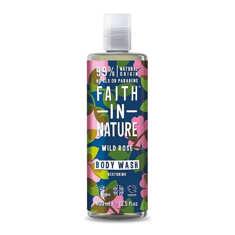 Faith in Nature Gel de dus natural, hidratant cu trandafir salbatic, 400 ml — preț și oferte