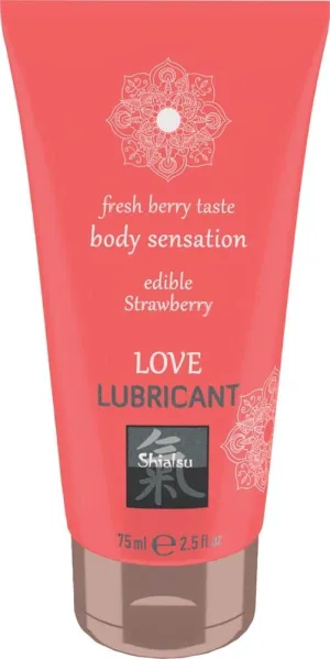 Lubrifiant intim Shiatsu, model Strawberry, comestibil, 75ml