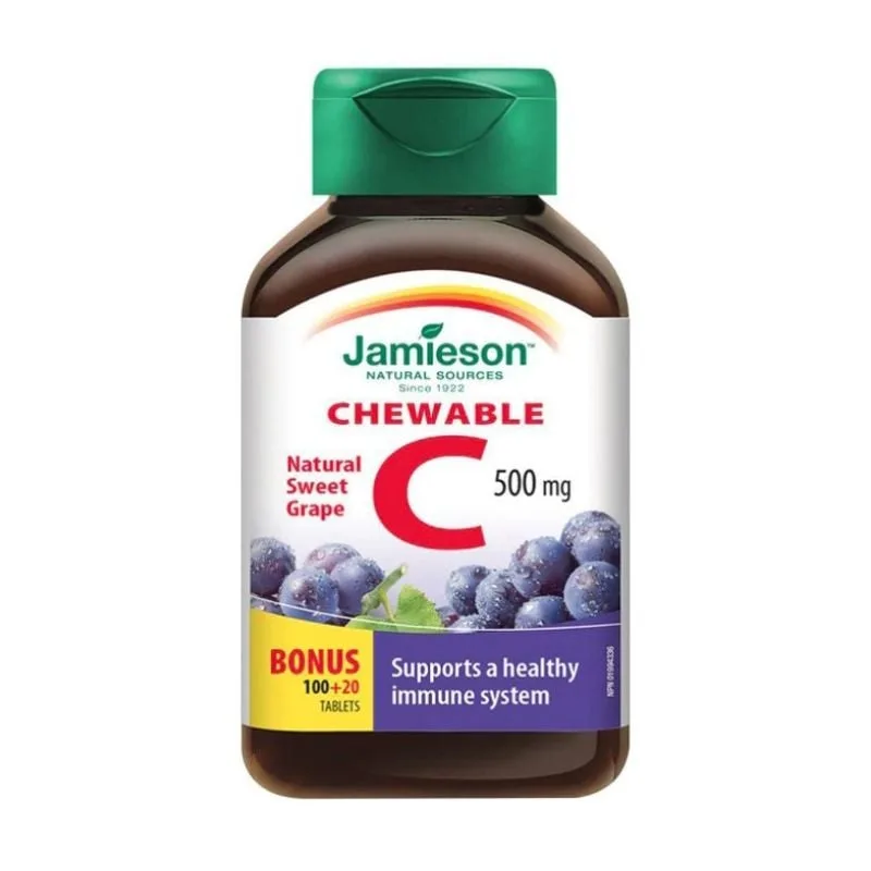 Vitamina C 500 mg aroma struguri, 120 tablete, Jamieson — preț și oferte