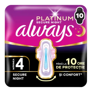 Absorbante Platinum Secure Night, marimea 4, 10 bucati, Always