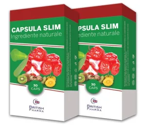 British Pharma Pachet 2 Capsula Slim - pentru o slabire naturala - 60 cps